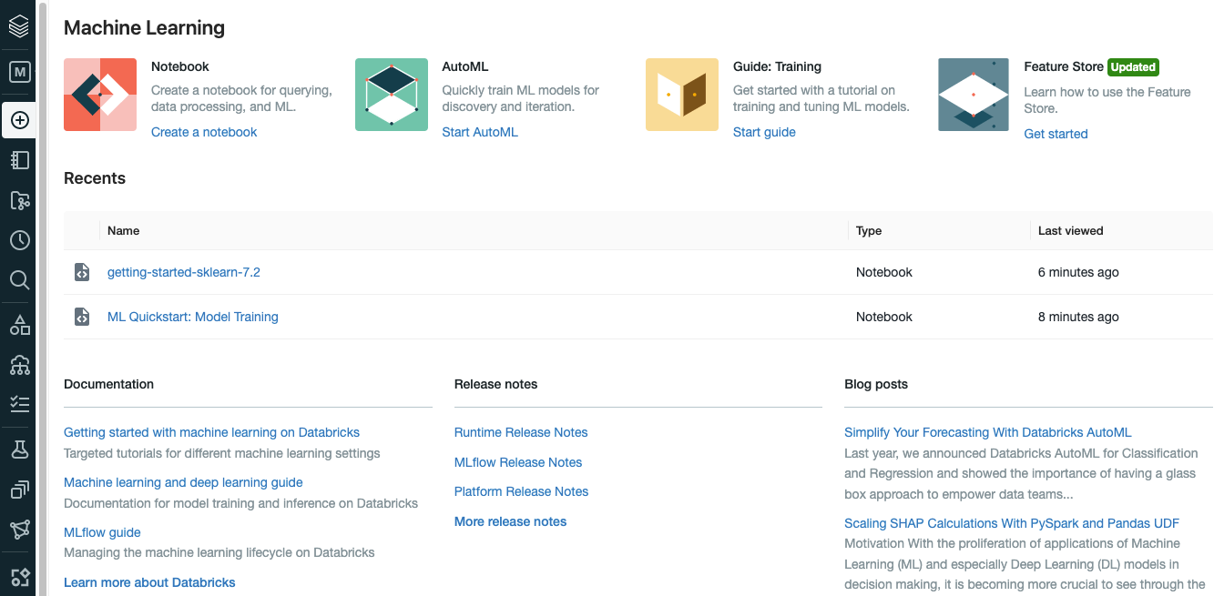 Página principal de Databricks Machine Learning: Azure Databricks |  Microsoft Learn