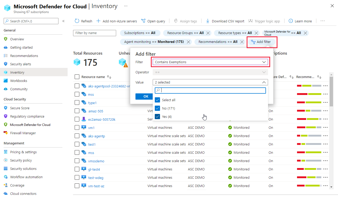 Exención De Una Recomendación De Microsoft Defender For Cloud De Un ...