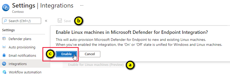 Confirmación de la integración entre Defender for Cloud y la solución EDR de Microsoft, Microsoft Defender para punto de conexión para Linux