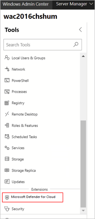 Extensión de Microsoft Defender for Cloud en Windows Admin Center