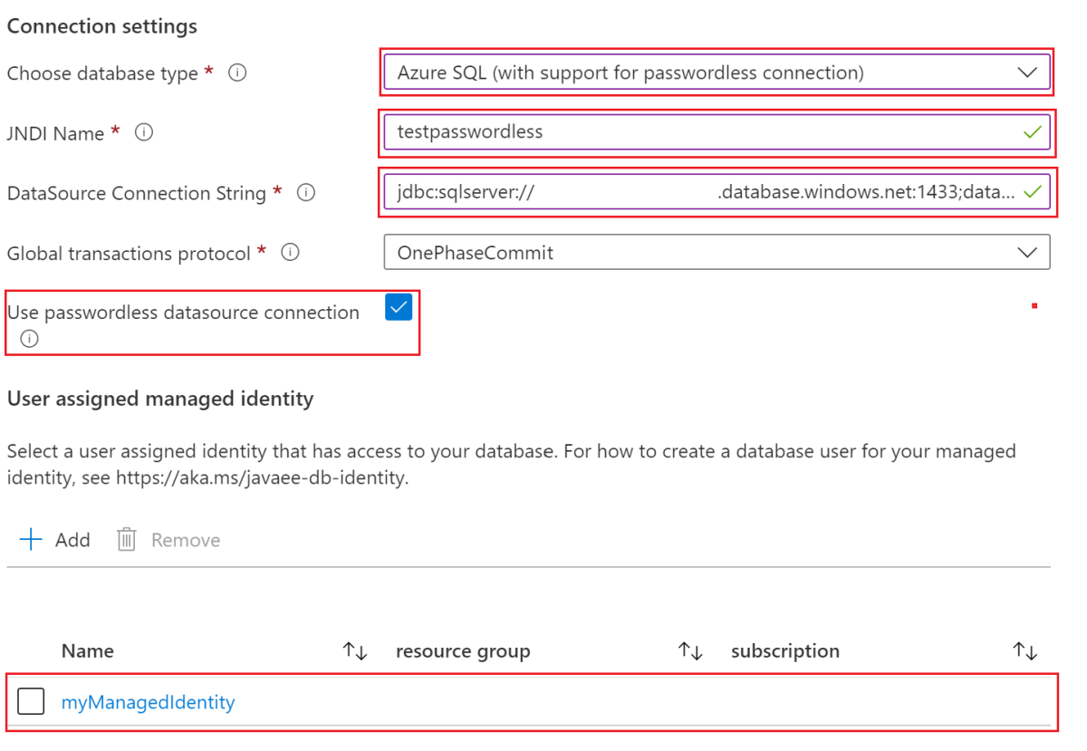 Captura de pantalla de Azure Portal en la que se muestra la página Configurar base de datos de Azure SQL.
