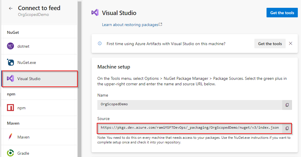 Instalación de paquetes NuGet mediante Visual Studio - Azure Artifacts |  Microsoft Learn
