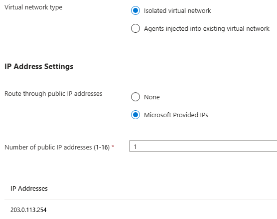 Captura de pantalla de la configuración de la dirección IP.
