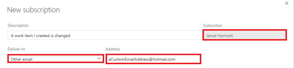 Captura de pantalla de la dirección de correo electrónico personalizada.