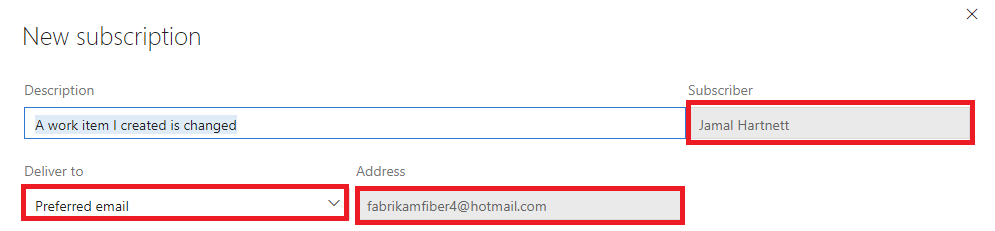 Captura de pantalla de la dirección de correo electrónico preferida.