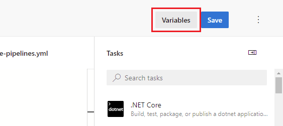 Manage pipeline variables button.