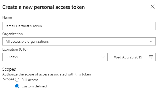 Captura de pantalla que muestra la entrada de la información básica del token.