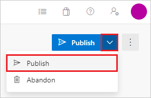 Captura de pantalla donde se ve la opción Publicar para una solicitud de incorporación de cambios.