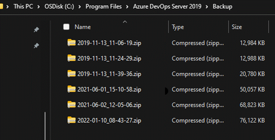 Desinstalación de la revisión, Azure DevOps Server