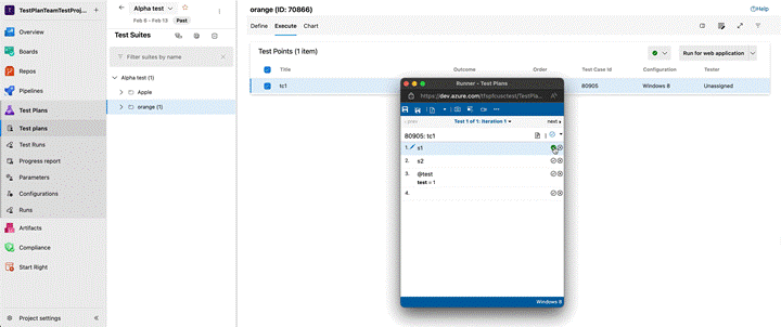 Gif para demostrar el paso de prueba de deshacer en el ejecutor web y de escritorio.