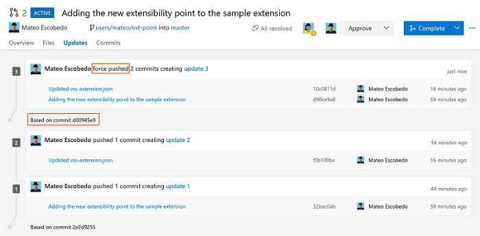 Actualizaciones de vistas