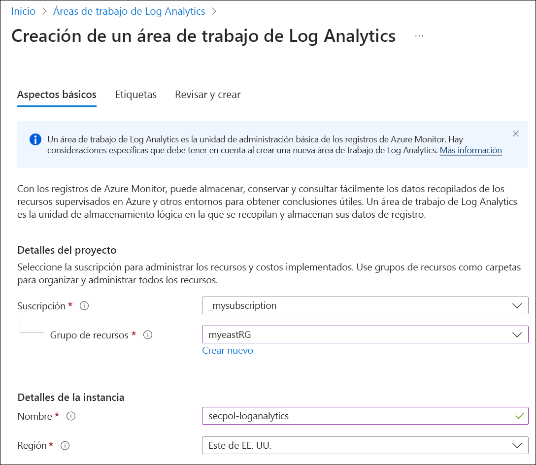 Recorte de pantalla de la lista Vínculos de red virtual para la directiva de seguridad.