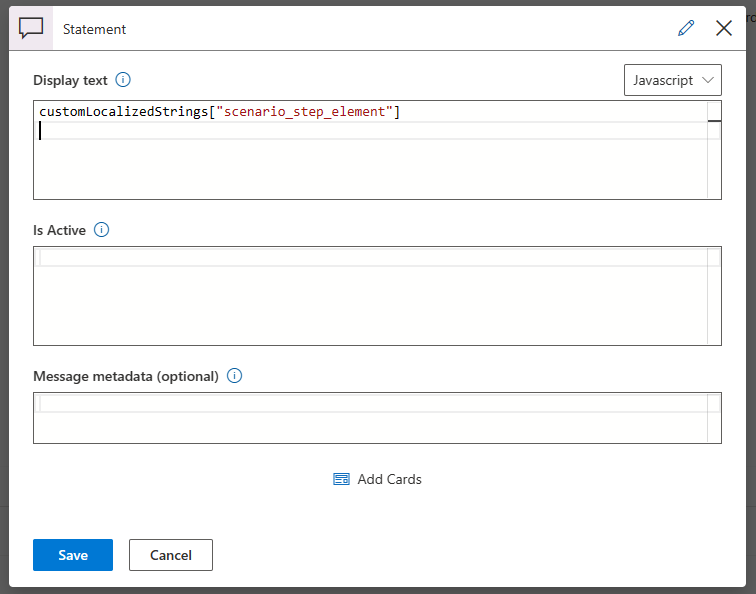 A screenshot of using the customlocalizedstring function