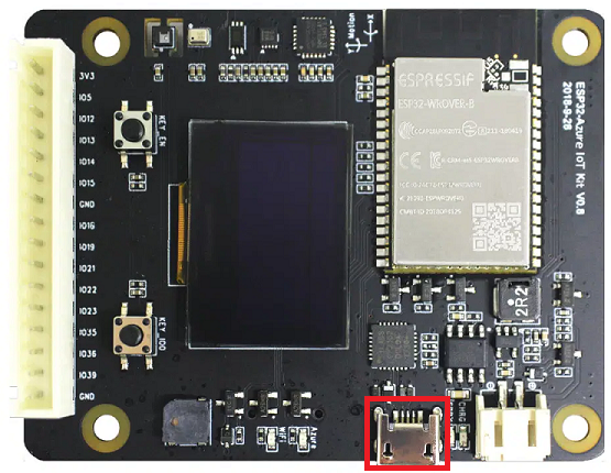 Foto de la placa del kit de ESP32-Azure IoT.