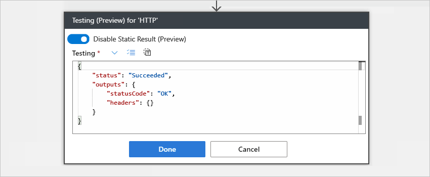Captura de pantalla que muestra el objeto JSON pegado en el editor.