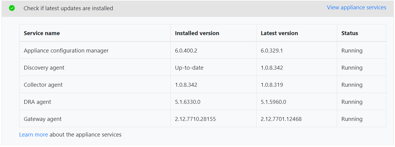 Recorte de la pantalla de comprobación de versión.