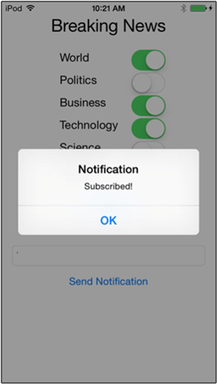 Ejemplo de notificación en iOS