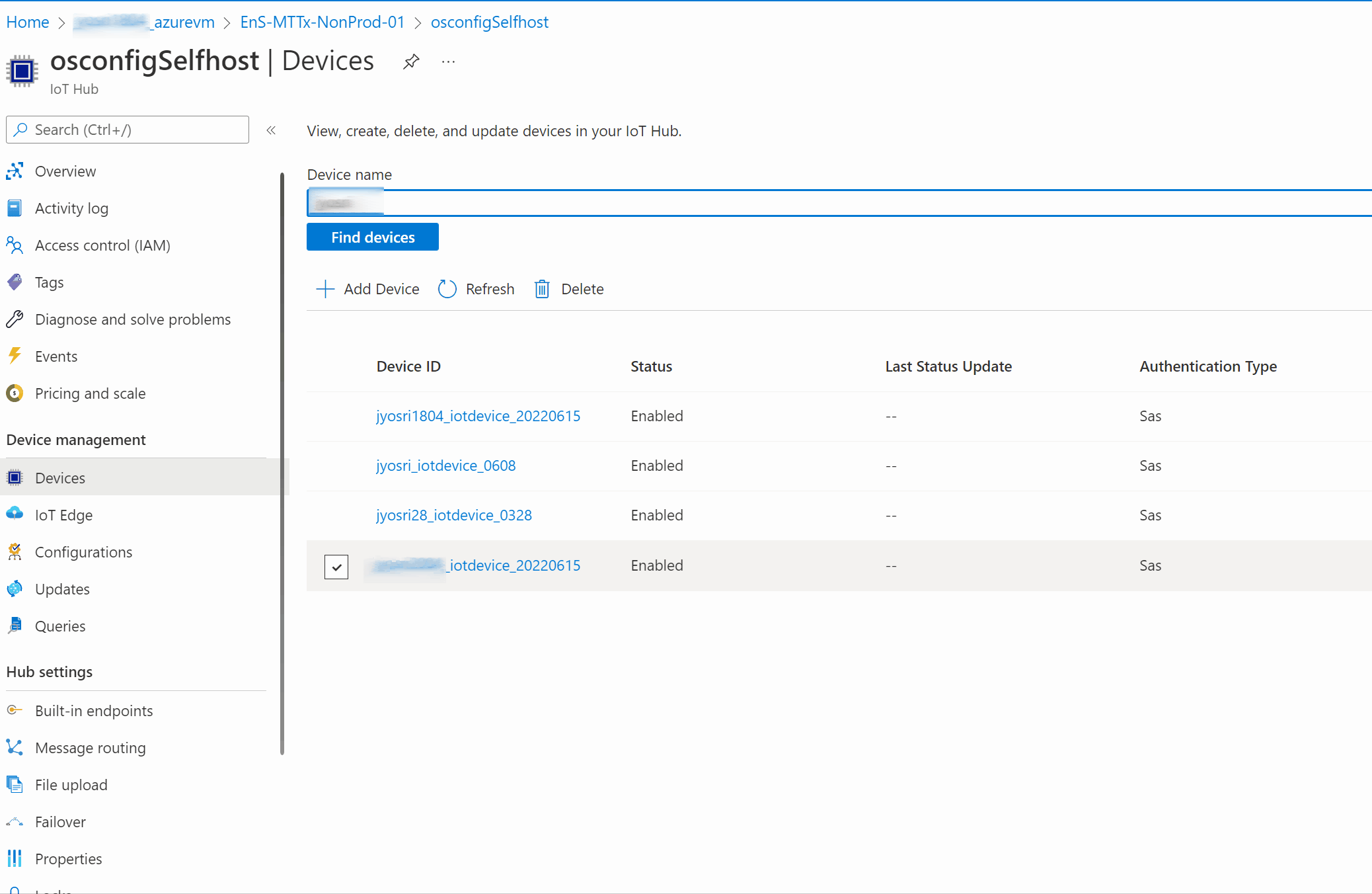 Captura de pantalla que muestra cómo reiniciar un dispositivo específico mediante el módulo OSConfig desde Azure Portal