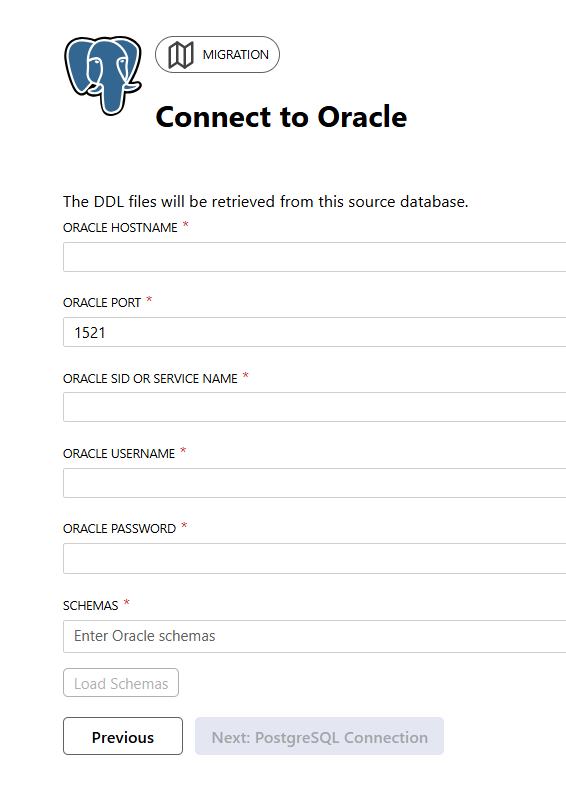 Captura de pantalla de la configuración de un servidor oracle.