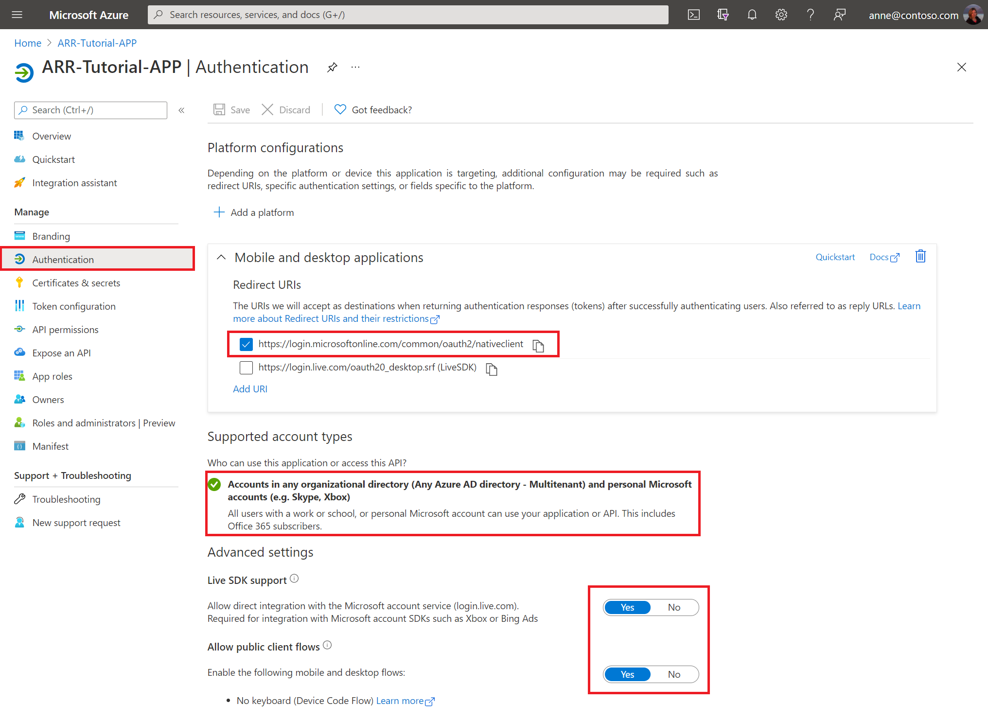 Authentication setup