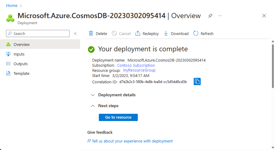 Panel de notificaciones de Azure Portal