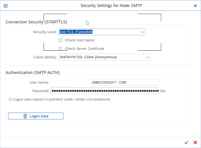 Configuración de la seguridad de SMTP
