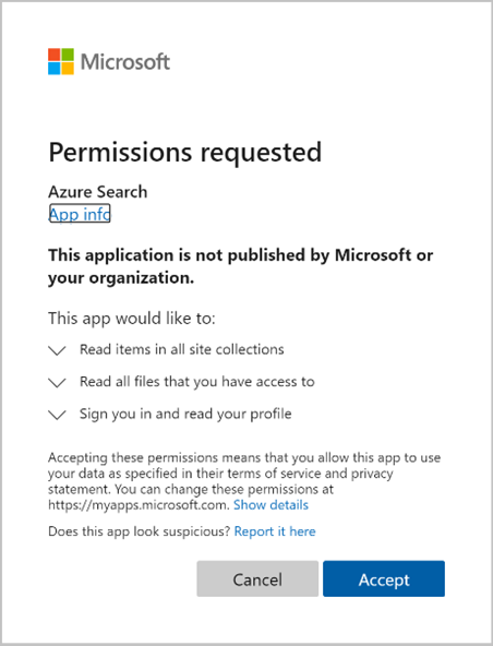 Captura de pantalla que muestra cómo aprobar permisos de API.