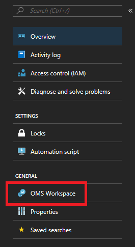 Pestaña Área de trabajo de Log Analytics