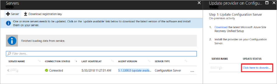 Captura de pantalla que muestra dónde hacer clic para descargar el archivo del instalador de actualizaciones.