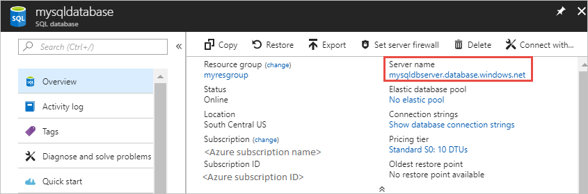 Obtener detalles del servidor de Azure SQL