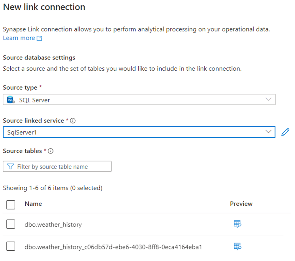 Captura de pantalla que muestra cómo crear una conexión de vínculo a partir de una instancia de Azure SQL Server 2022.