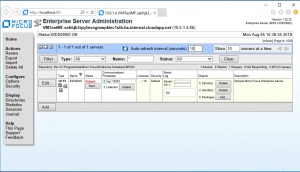 Página de administración de Enterprise Server