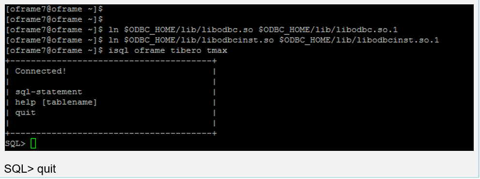Salida de ODBC que se muestra conectada a SQL