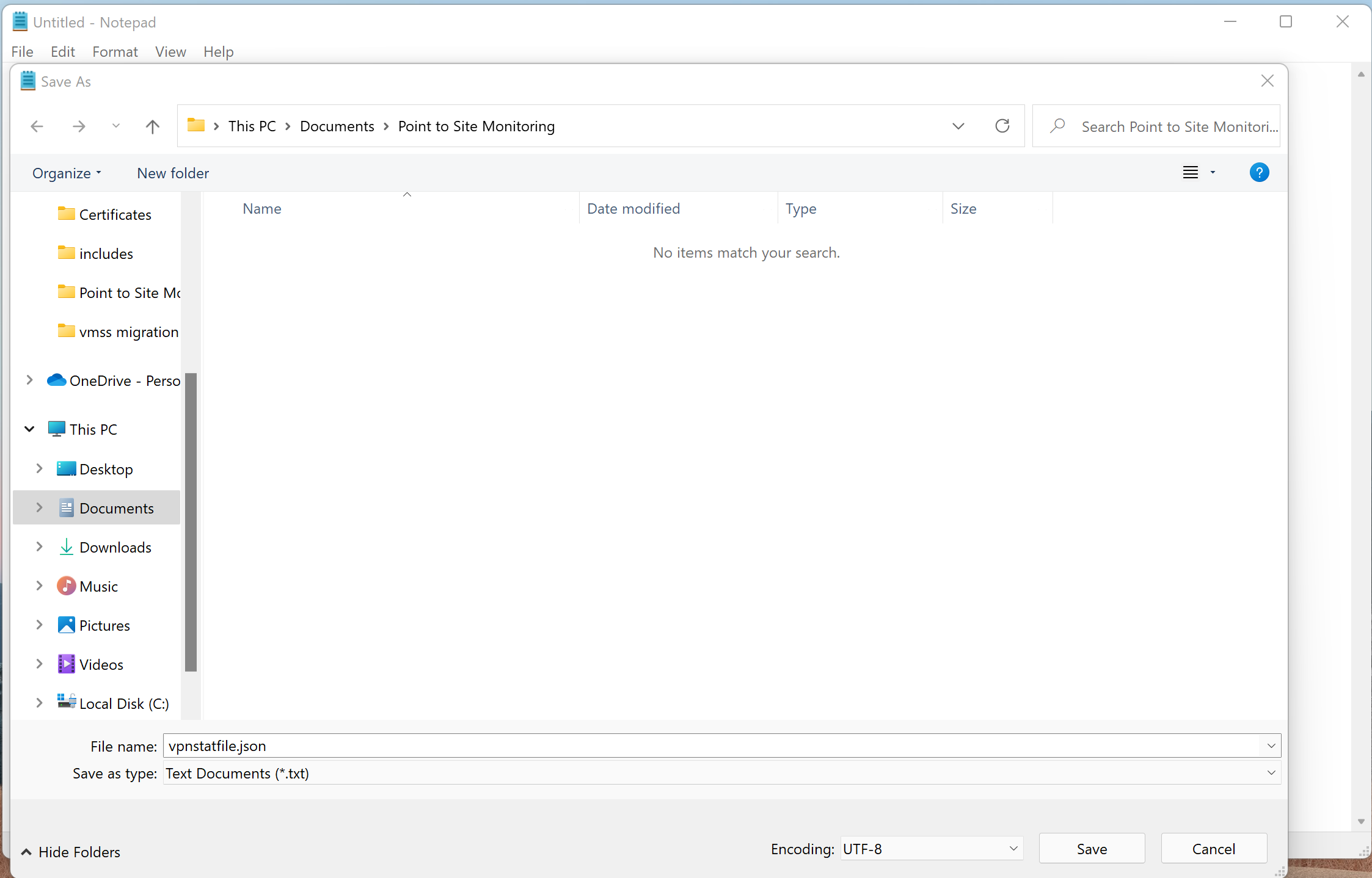 Captura de pantalla que muestra como guardar un archivo json.