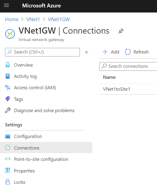 Conexiones de VPN Gateway