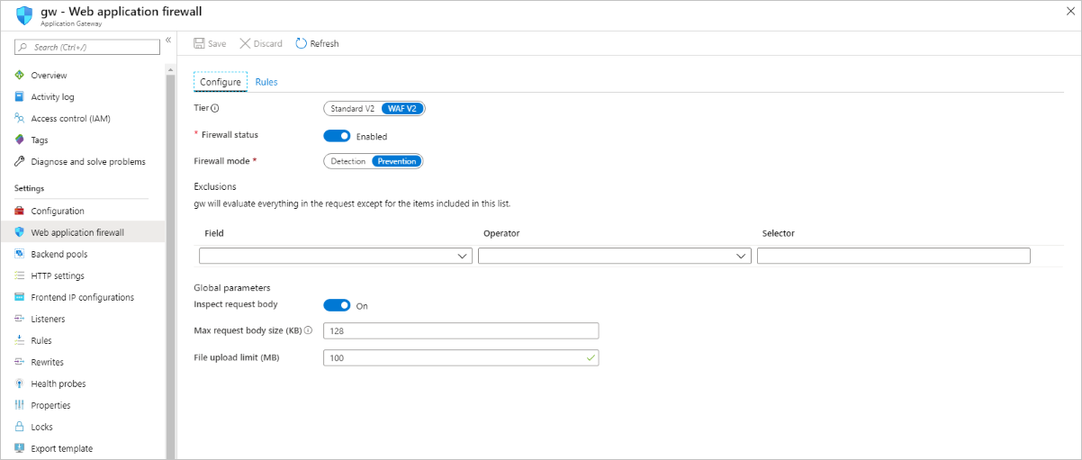 WAF configuration