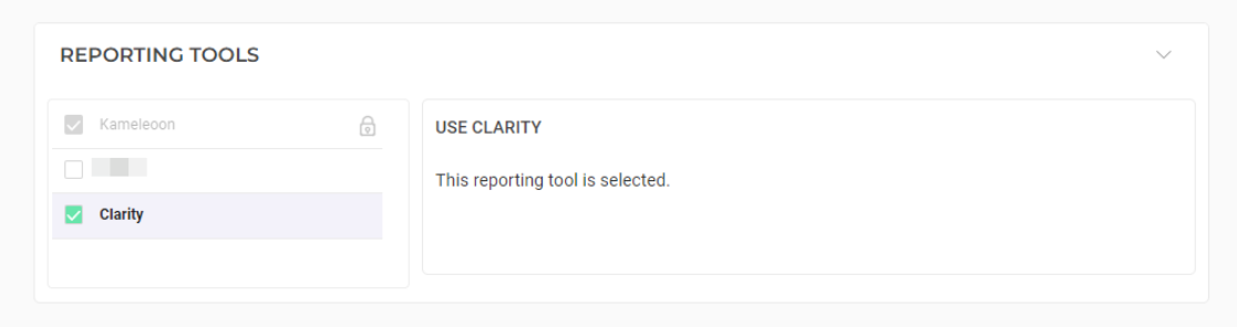 Select Clarity as reporting tool in personalization creation page.