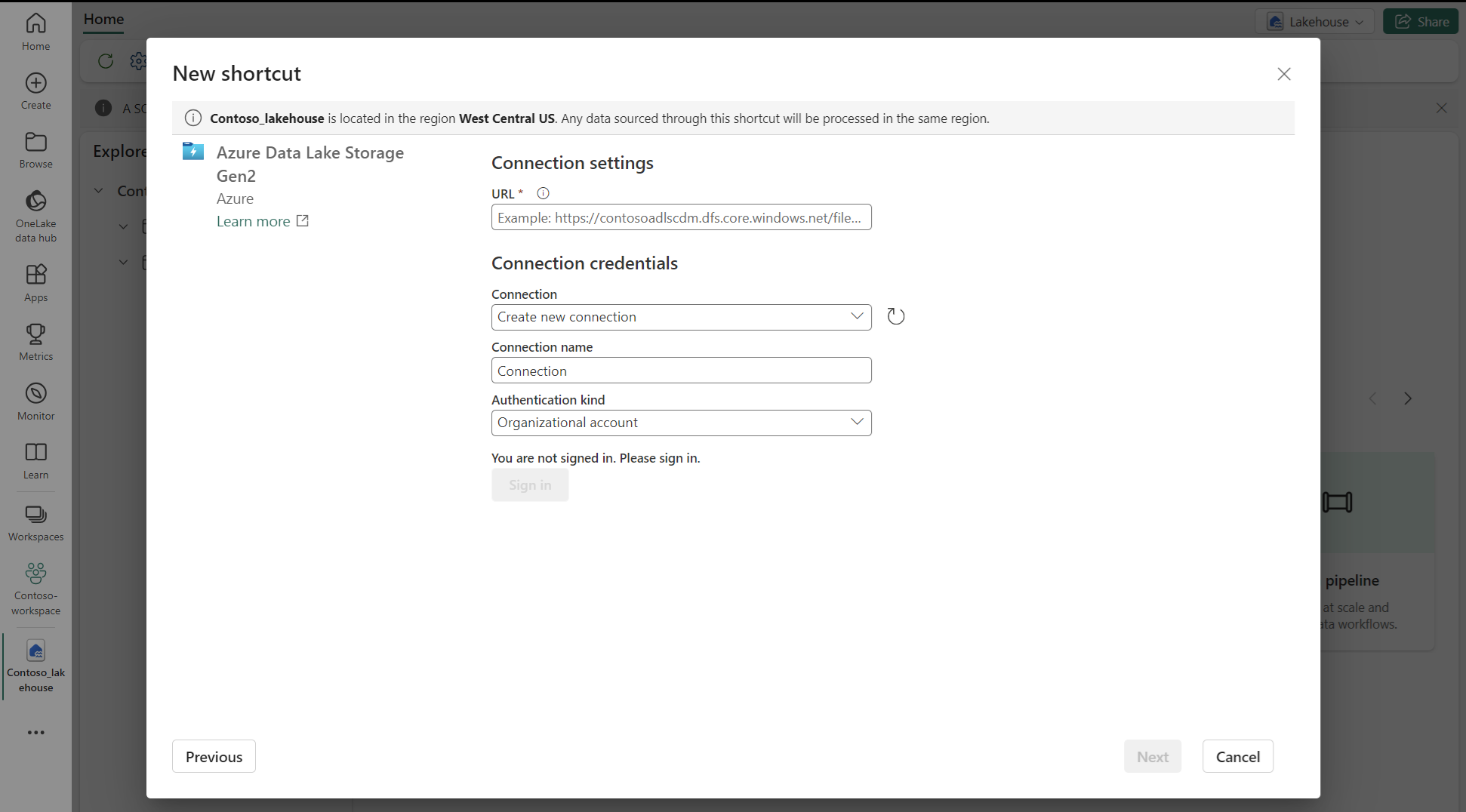 Captura de pantalla que muestra la nueva configuración de conexión de acceso directo.