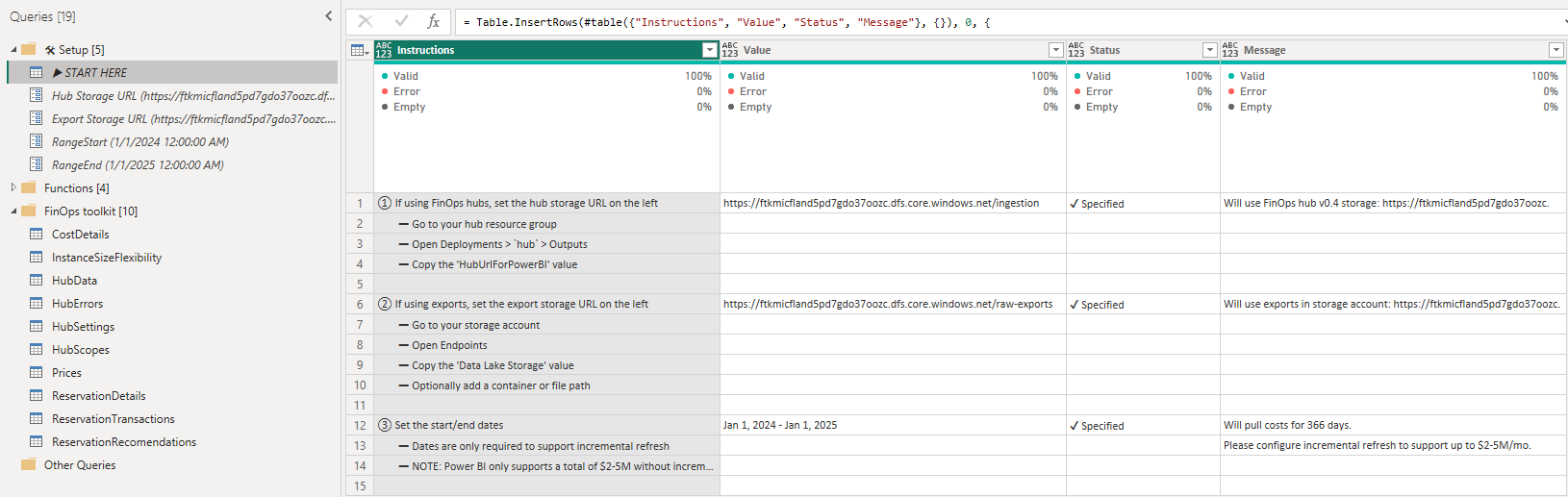 Captura de pantalla que muestra las instrucciones para conectarse a una cuenta de almacenamiento.