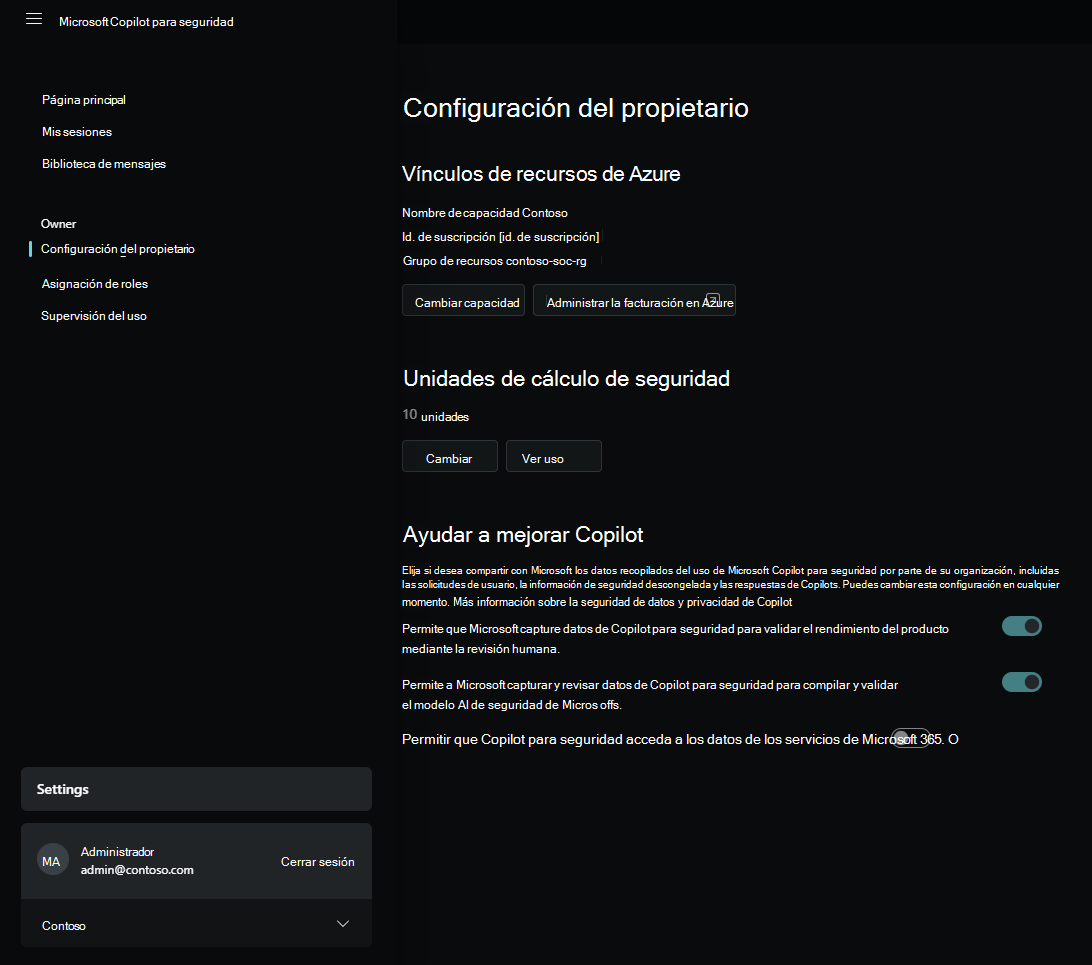 Captura de pantalla de borrador de las opciones de configuración en la configuración del propietario.