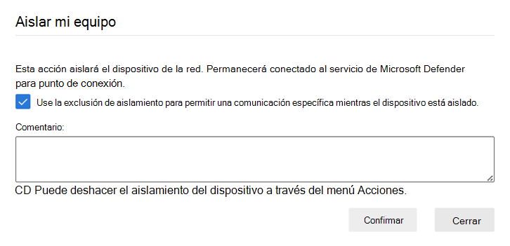 Captura de pantalla que muestra cómo aplicar una regla de exclusión a un dispositivo.