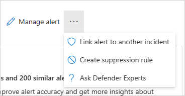 The Manage alert option