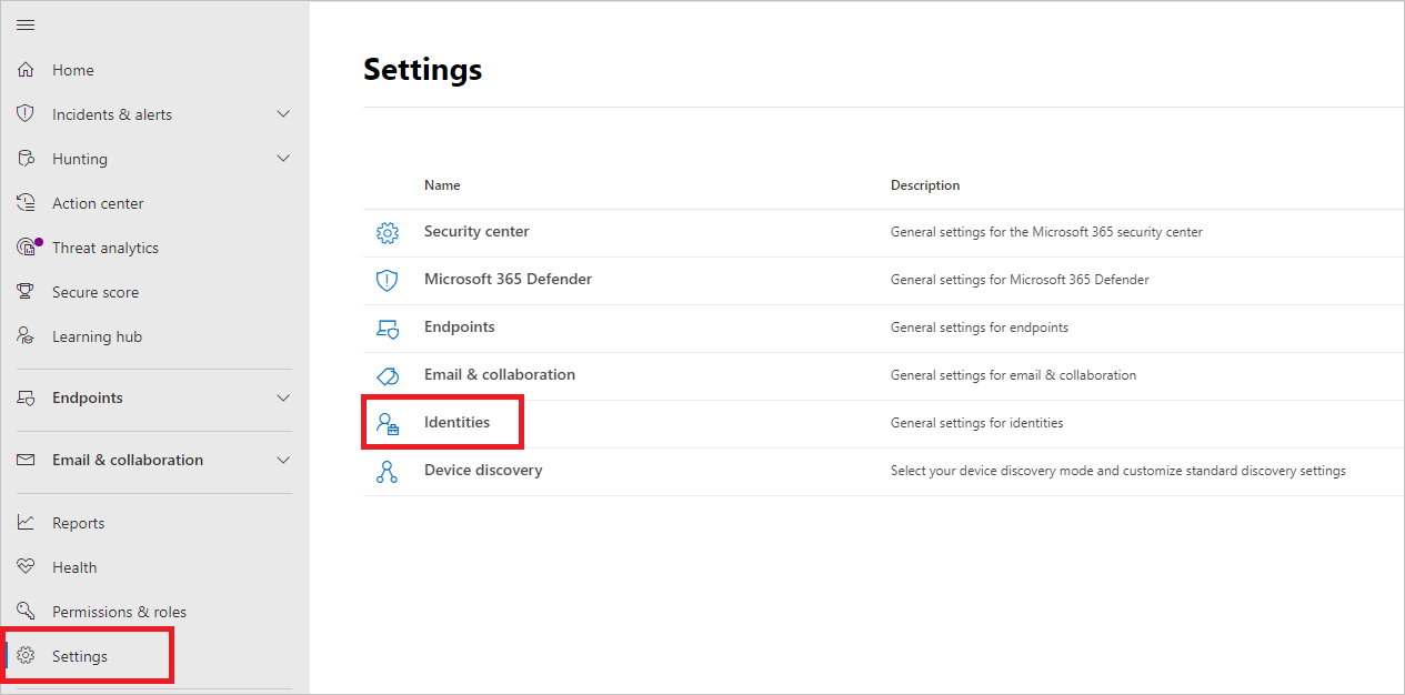 Screenshot of the Settings page.