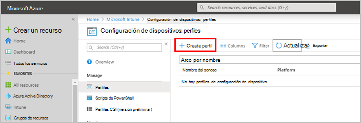 Crear un perfil de dispositivo