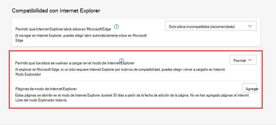 Compatibilidad con Internet Explorer