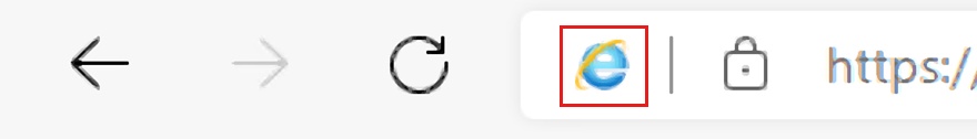 Logotipo de IE en la barra de menús de Microsoft Edge.
