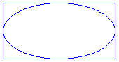 Captura de pantalla de una elipse rodeada por su rectángulo delimitador.