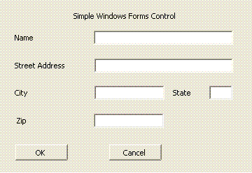 Captura de pantalla que muestra un control simple de Windows Forms.
