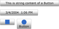 Captura de pantalla que muestra cuatro botones con tipos de contenido diferentes.