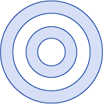 Un círculo formado por anillos concéntricos de serie con colores alternados
